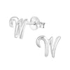 Children's Sterling Silver 'Letter W' Stud Earrings
