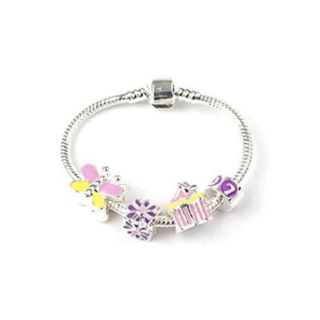 Children's Adjustable 'Summer Vibes' Silver Plated Charm Bead Bracelet