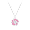 Children's Sterling Silver 'Pink Glitter Flower'Pendant Necklace