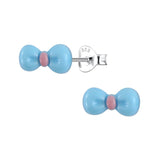 Children's Sterling Silver 'Blue Resin Bow’ Stud Earrings
