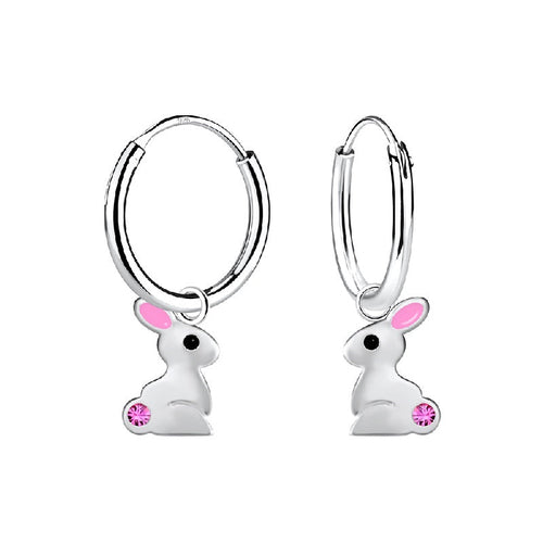 Children's Sterling Silver Rabbit Hoop Earrings