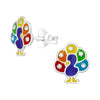 Children's Sterling Silver Peacock Stud Earrings
