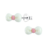 Children's Sterling Silver 'White Resin Bow’ Stud Earrings