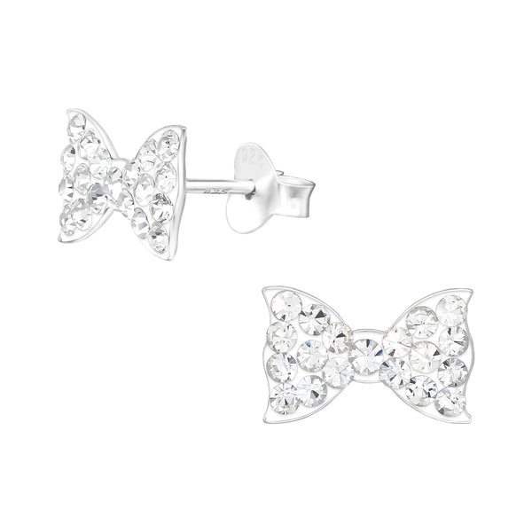 Children's Sterling Silver Crystal Bow Stud Earrings