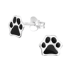 Children's Sterling Silver 'Black Paw Print' Stud Earrings