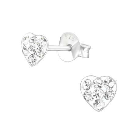 Children's Sterling Silver 'Sparkle and Shine Heart' Stud Earrings