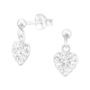 Children's Sterling Silver 'Crystal Drop Heart' Stud Earrings