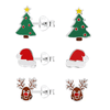 Children's Sterling Silver Set of 3 Pairs of Christmas Magic Themed Stud Earrings