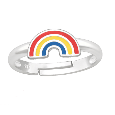 Children's Sterling Silver Adjustable Rainbow Spot Butterfly Ring