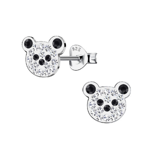 Children's Sterling Silver Crystal Teddy Bear Stud Earrings