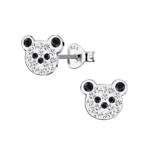 Children's Sterling Silver Crystal Teddy Bear Stud Earrings
