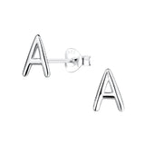 Children's Sterling Silver 'Letter A' Stud Earrings
