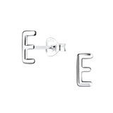 Children's Sterling Silver 'Letter E' Stud Earrings