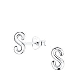 Children's Sterling Silver 'Letter S' Stud Earrings
