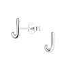 Children's Sterling Silver 'Letter J' Stud Earrings