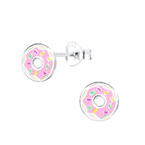 Children's Sterling Silver 'Colourful Doughnut' Stud Earrings