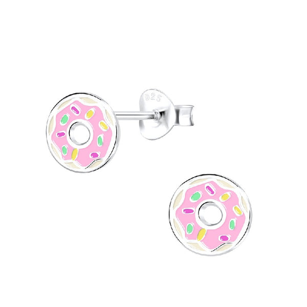 Children's Sterling Silver 'Colourful Doughnut' Stud Earrings