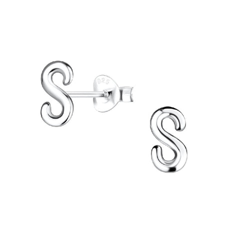 Children's Sterling Silver 'Letter D' Stud Earrings