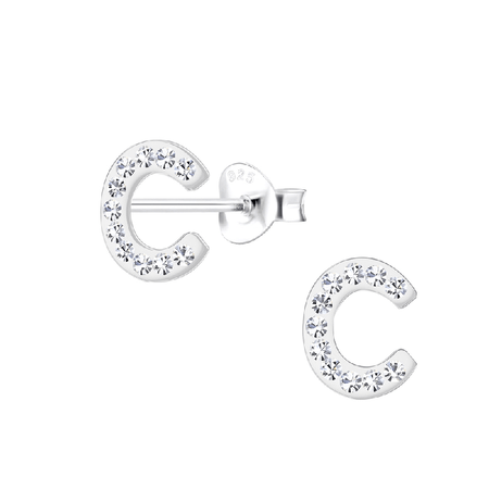 Children's Sterling Silver 'Letter W' Stud Earrings