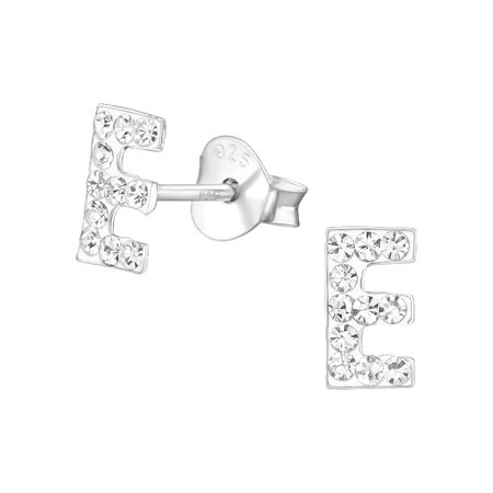 Children's Sterling Silver 'Letter T' Crystal Stud Earrings