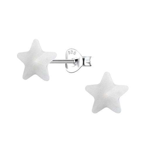 Children's Sterling Silver 'White Resin Star' Stud Earrings
