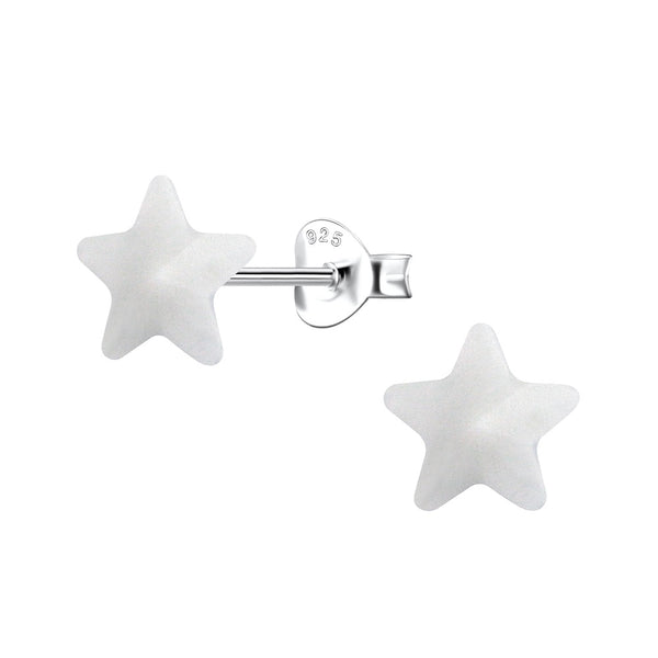 Children's Sterling Silver 'White Resin Star' Stud Earrings