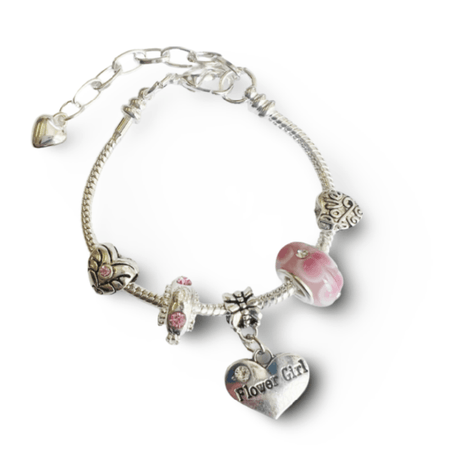 Children's 'Pink and White Flowers' Stretch Bead Bracelet