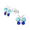 Children's Sterling Silver Blue Diamante Butterfly Stud Earrings