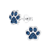 Children's Sterling Silver 'Montana Blue Sparkle Paw' Crystal Stud Earrings