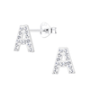 Children's Sterling Silver 'Letter A' Crystal Stud Earrings