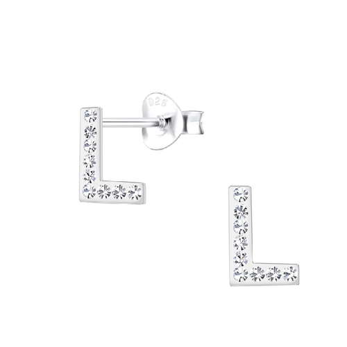 Children's Sterling Silver 'Letter L' Stud Earrings