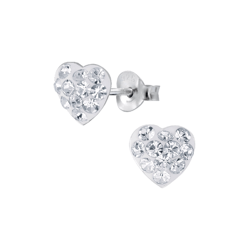 Children's Sterling Silver 'Dazzle Crystal Heart' Stud Earrings