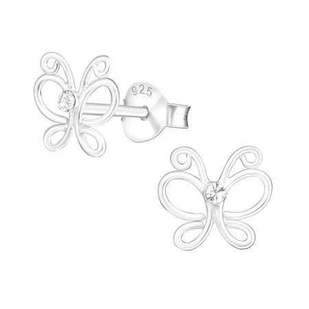 Children's Sterling Silver 'Sparkle and Shine Butterfly' Crystal Stud Earrings