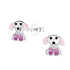 Children's Sterling Silver 'Pink Crystal Puppy Dog' Stud Earrings