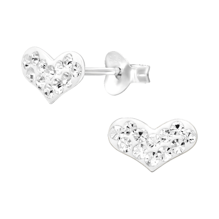 Children's Sterling Silver 'Lucky Four Leaf Clover' Crystal Stud Earrings