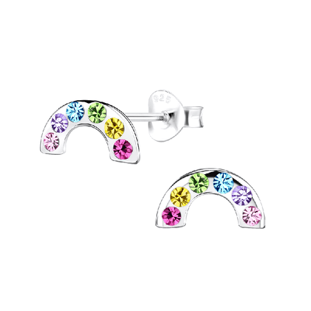 Children's Sterling Silver 'Blue and Purple Sparkle Butterfly' Crystal Stud Earrings