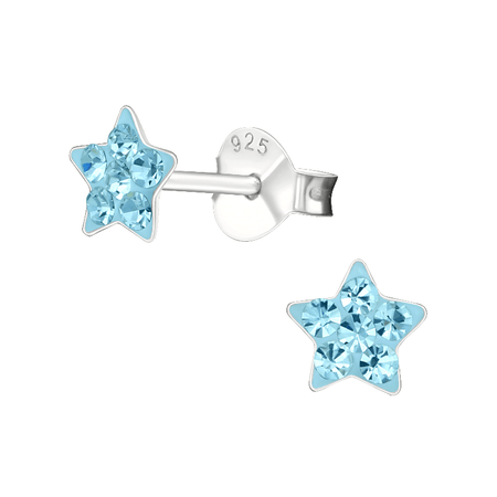 Children's Sterling Silver 'Multicoloured Crystal Heart' Stud Earrings