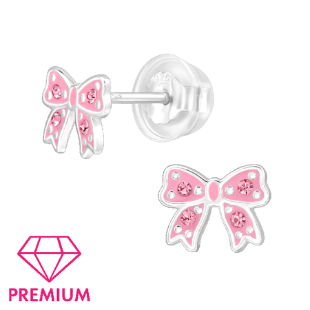 Children's Sterling Silver 'Pink and Purple Star with Crystal' Stud Earrings