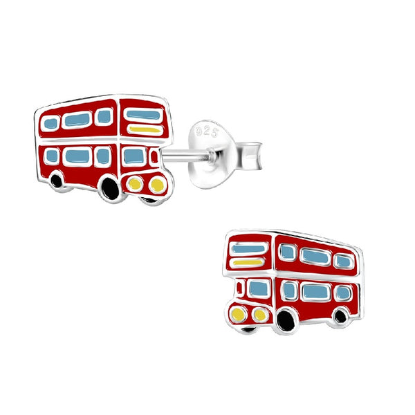 Children's Sterling Silver 'Double Decker Bus' Stud Earrings