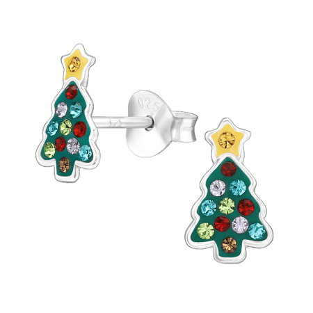 Children's Sterling Silver Christmas Santa Stud Earrings