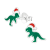 Children's Sterling Silver Christmas Dinosaur Stud Earrings