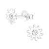 Children's Sterling Silver 'Sun with Centre Crystal' Stud Earrings