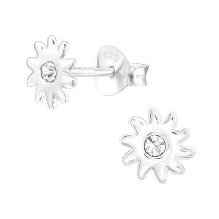 Sterling Silver 'Purple Flower' Stud Earrings for Teenagers