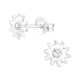 Children's Sterling Silver 'Sun with Centre Crystal' Stud Earrings