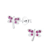Children's Sterling Silver 'Pink Sparkle Dragonfly' Crystal Stud Earrings