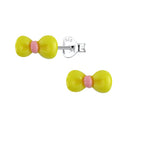 Children's Sterling Silver 'Yellow Resin Bow’ Stud Earrings