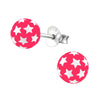Children's Sterling Silver 'Neon Pink Star Ball’ Stud Earrings