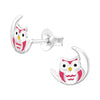 Children's Sterling Silver 'Owl in Moon' Stud Earrings