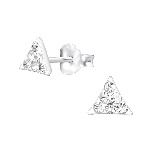 Children's Sterling Silver 'Crystal Triangle' Stud Earrings
