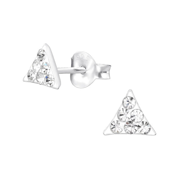 Children's Sterling Silver 'Crystal Triangle' Stud Earrings